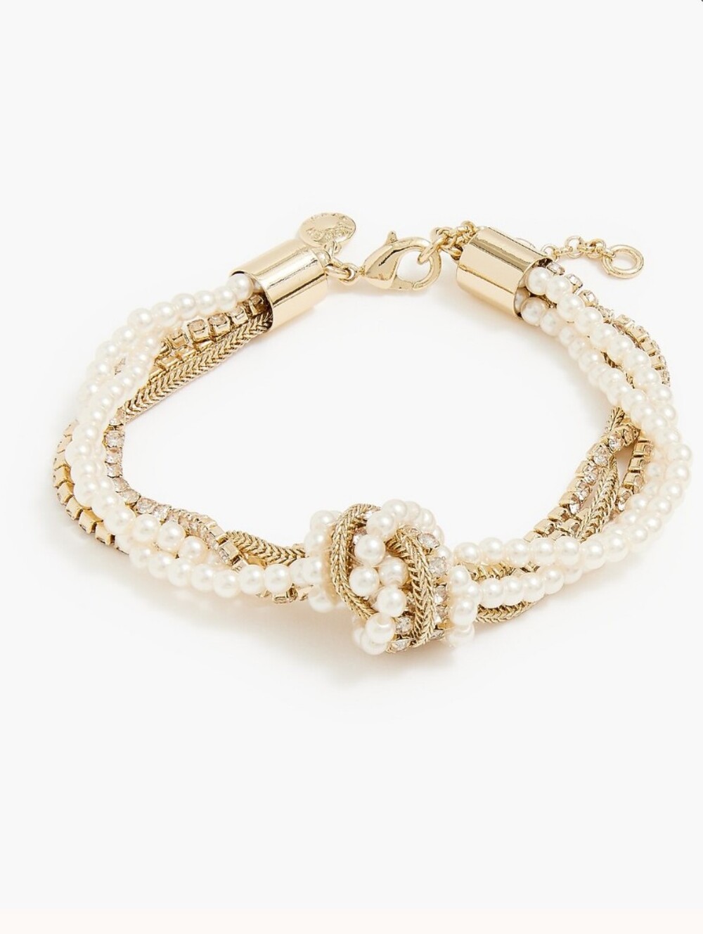 J Crew Factory Pearl crystal-wrapped knot bracelet BW127 NWT